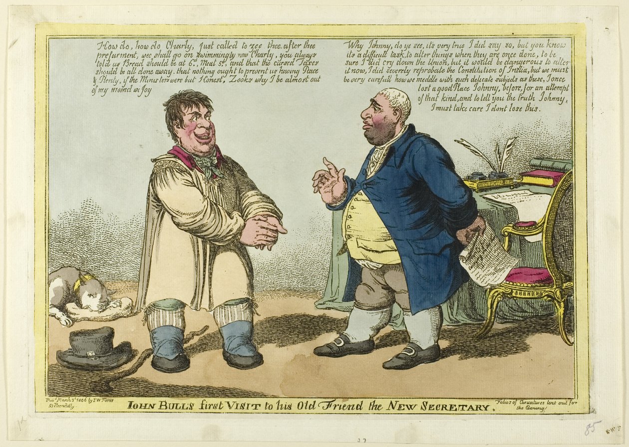A primeira visita de John Bull ao seu velho amigo, o novo secretário de Charles Williams