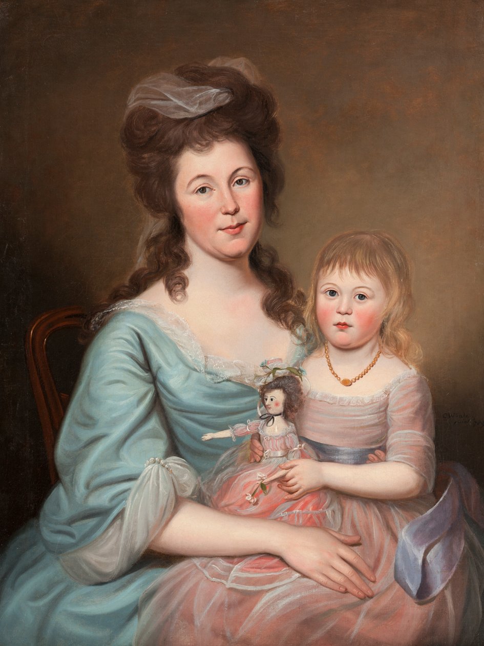 Peggy Sanderson Hughes e sua filha, c.1788-89 de Charles Willson Peale