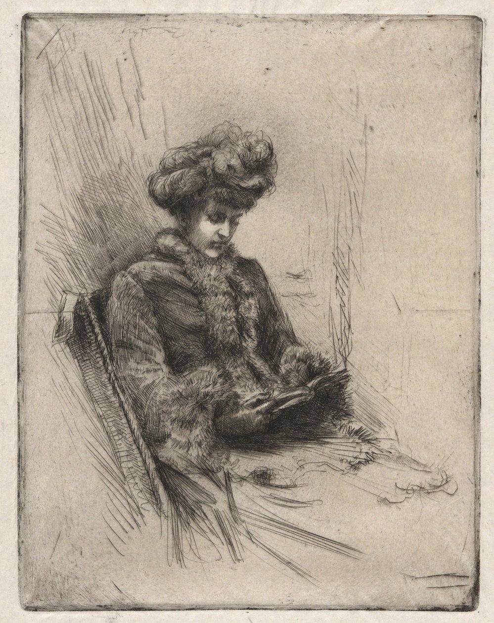 Sentada Jovem Mulher, Leitura de Charles Yardley Turner