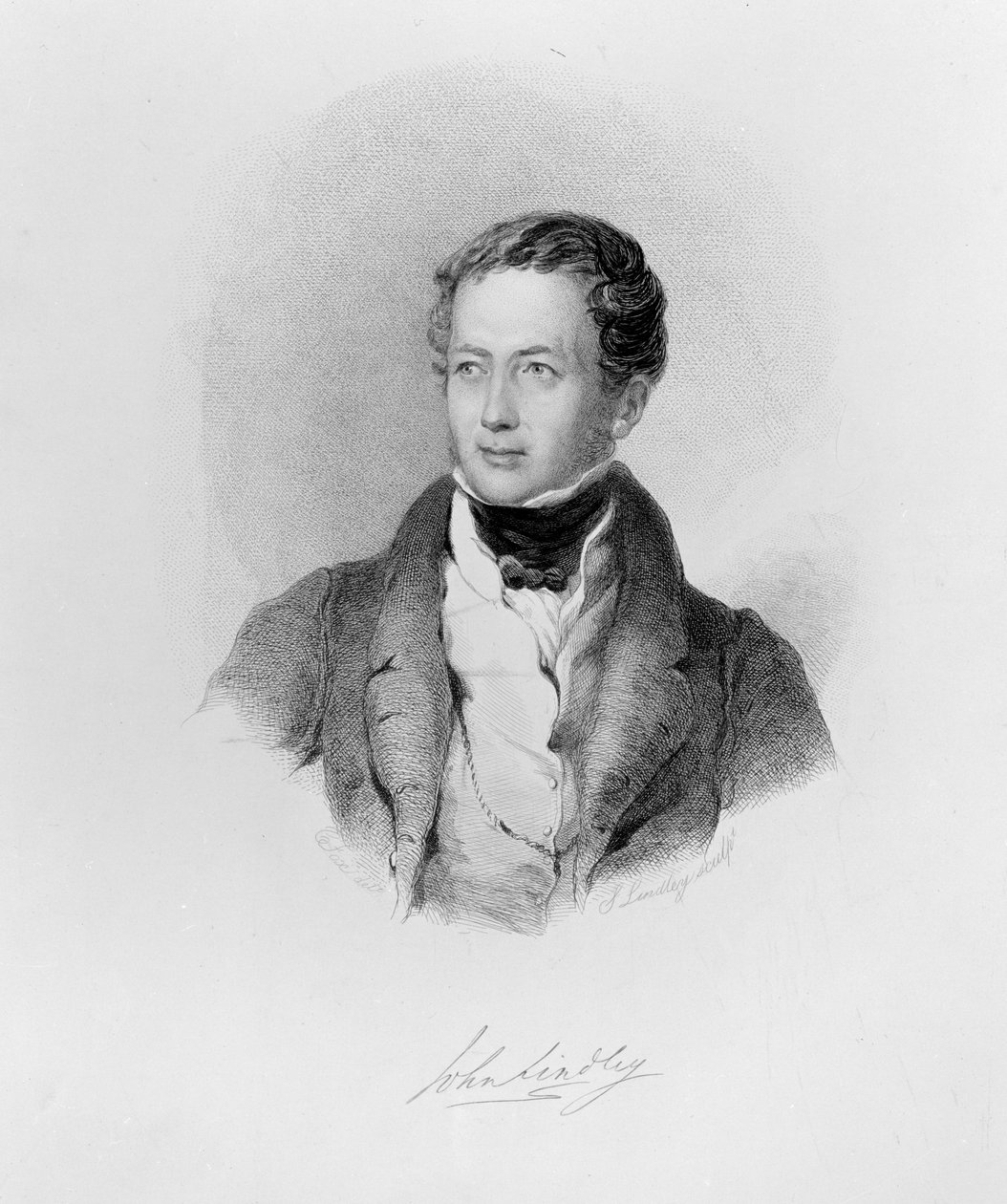 John Lindley, c.1830 (gravura)
S. Lindley, gravura (depois de C. Fox) de Charles and George Fox