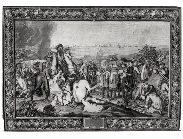 Luís XIV (1638-1715) no Cerco de Douai, em julho de 1667, Oficina Gobelins de Charles attr. to Le Brun