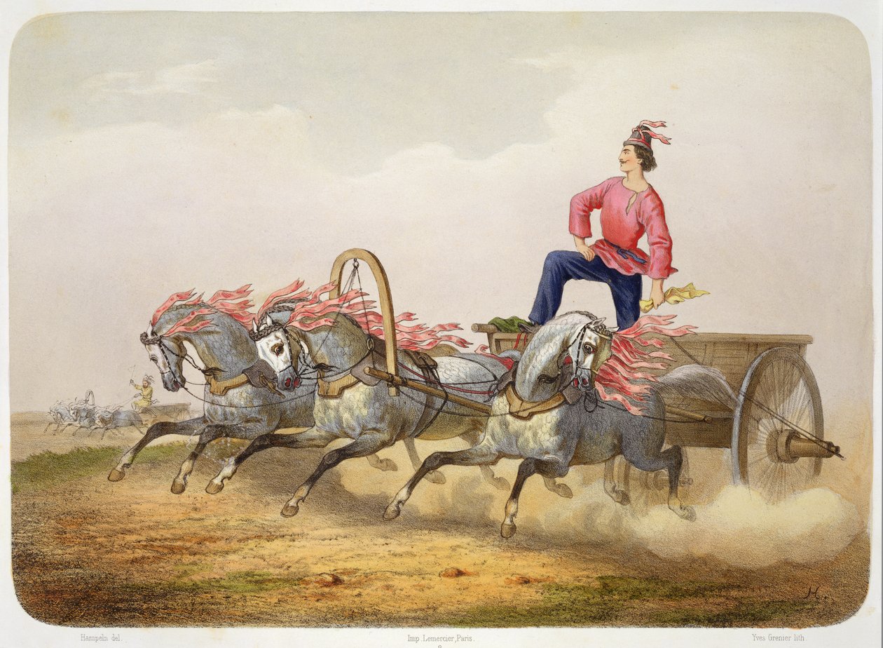 Corrida de carruagens, gravada por Yves Grenier de Charles de Hampeln