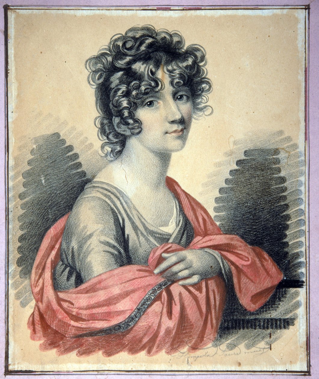 Retrato da Condessa Varvara Ivanovna Golitsyna (?-1804), nee Shipova - Obra de Carl von Hampeln (1794-apres 1880), carvão, pastel e giz vermelho sobre cartão (25x22 cm), cerca de 1820 - (Retrato da Condessa Varvara Ivanovna Golitsyna, nascida Shipova, Carv de Charles de Hampeln