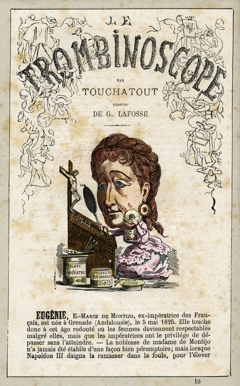 Eugenie de Montijo, capa do "Le Trombinoscope" no. 10, 1871 de Charles de Lafosse