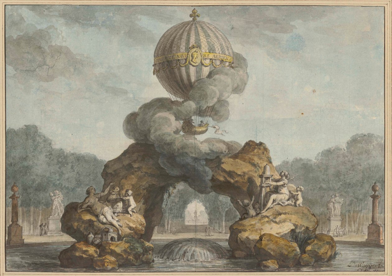 Projeto de decoração de fonte com Charlière, 1783. de Charles de Wailly