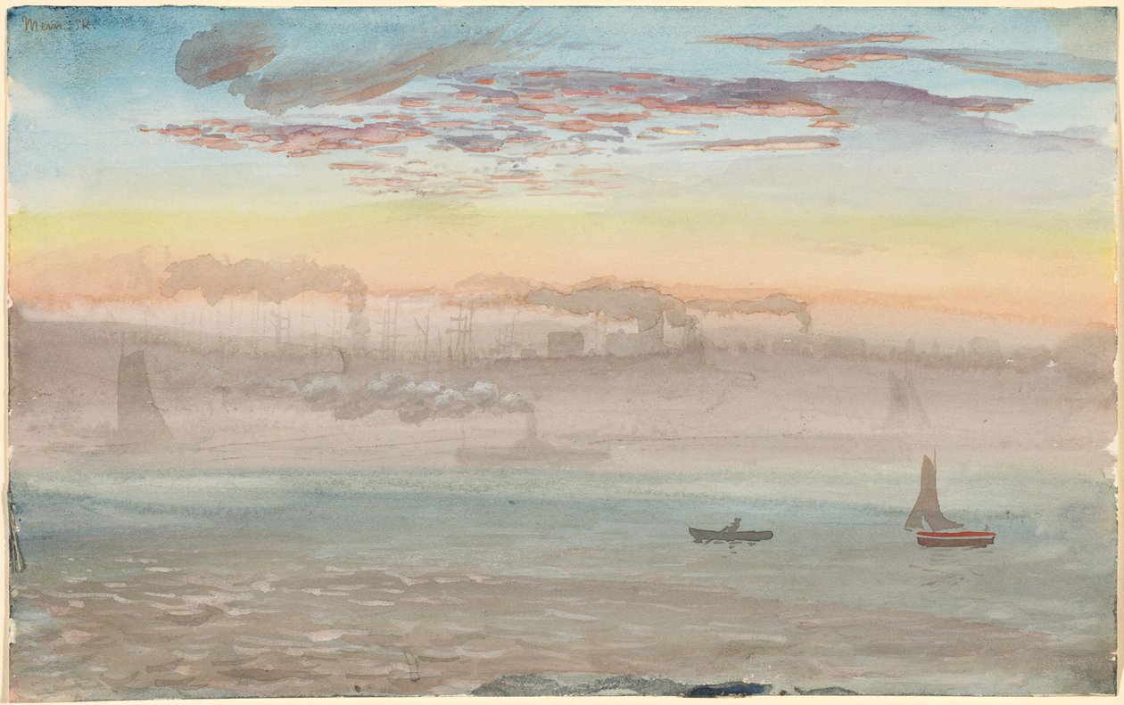East River, nascer do sol de Charles de Wolf Brownell