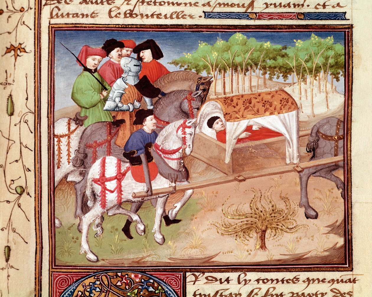 Lucan wounds by Tristan Miniature retirado de "Romanesque du Chevalier Tristan" pelo mestre Charles de Maine (versão Beroul) de Charles du Maine Master