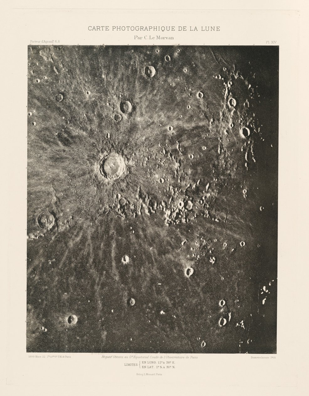 Carta fotográfica da Lua, placa XIV, 22 de março de Charles le Morvan