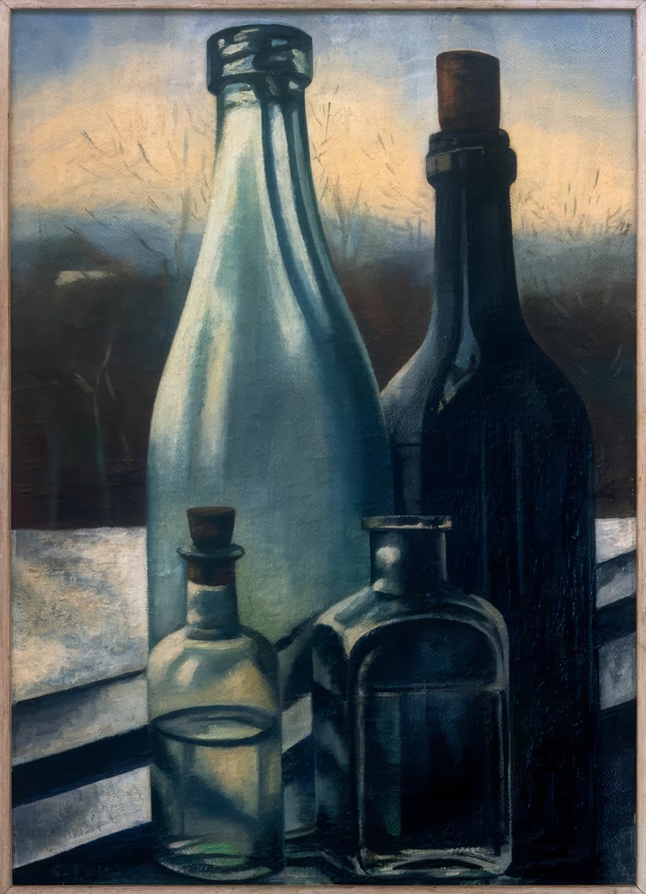 Garrafas diante de um cenário invernal de Charley Toorop