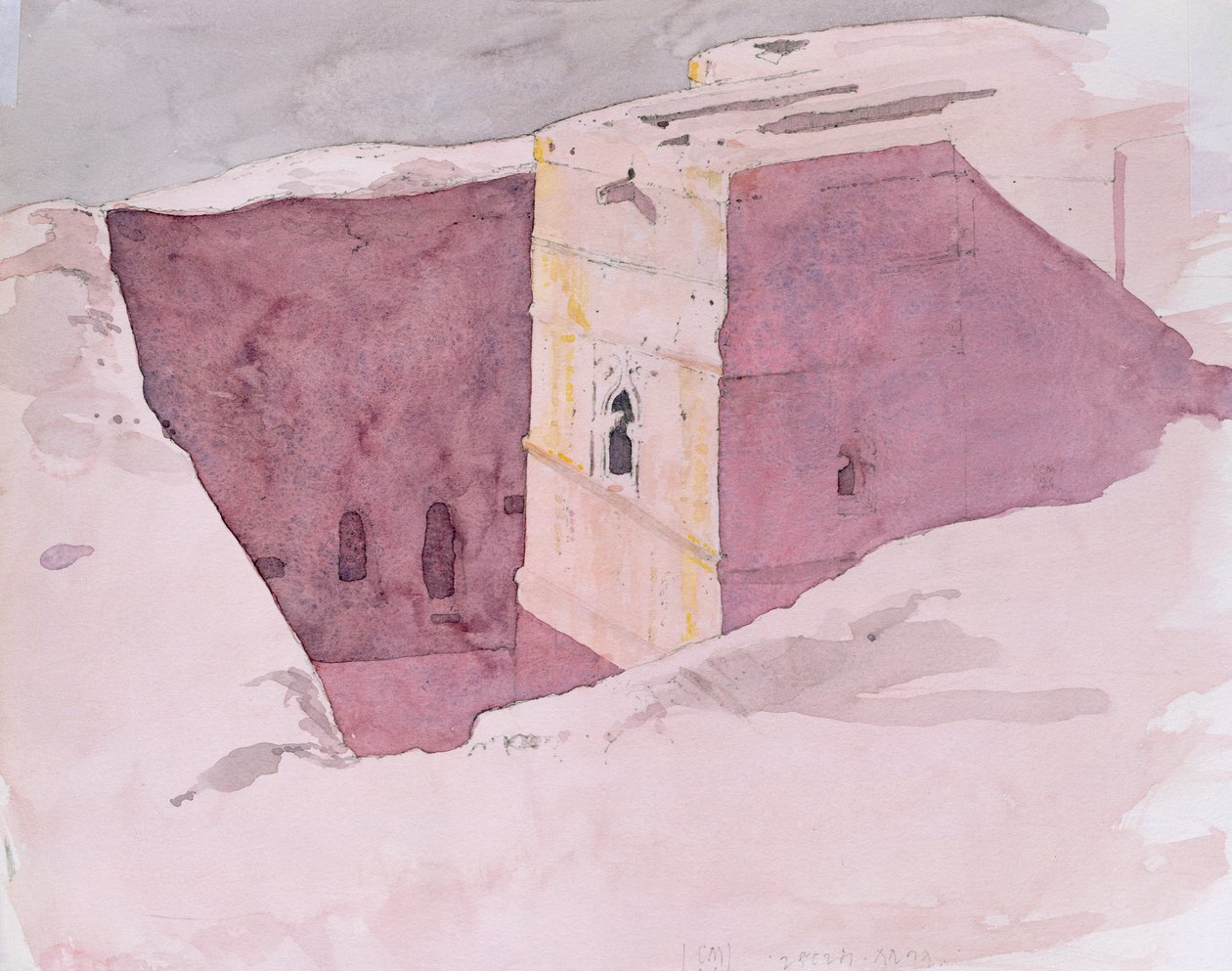 Giorgis Sunset, Lalibela, Etiópia, 1996 (wc no papel) de Charlie Millar