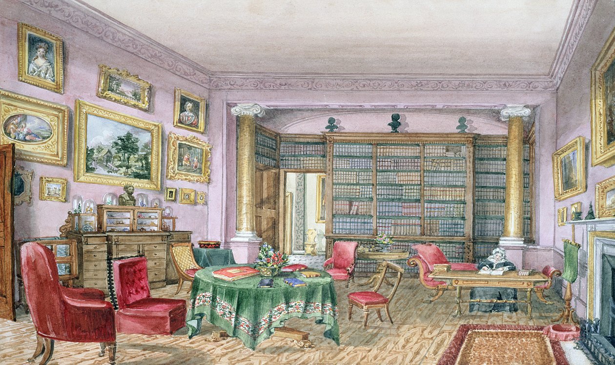 Biblioteca, Vinters, f.16 de um &39;Álbum de Interiores&39;, 1843 de Charlotte Bosanquet