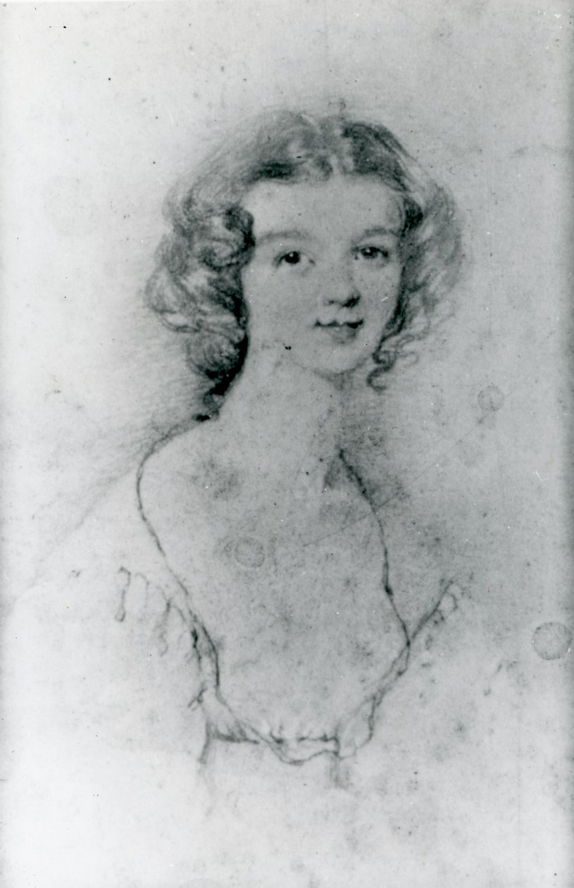 Retrato de Ellen Nussey (lápis sobre papel) de Charlotte Bronte