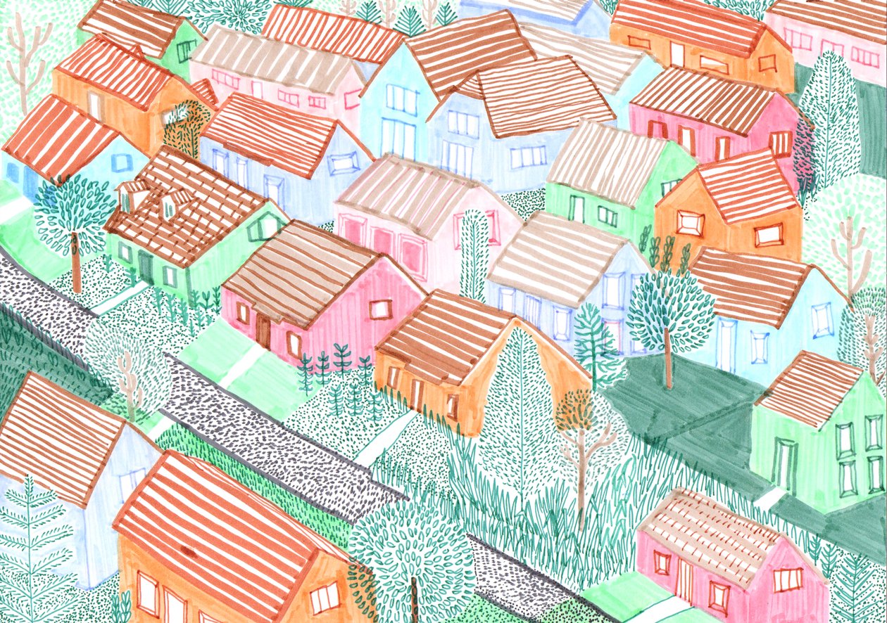 Althohenschönhausen, 2017 (canetas de pincel) de Charlotte Orr