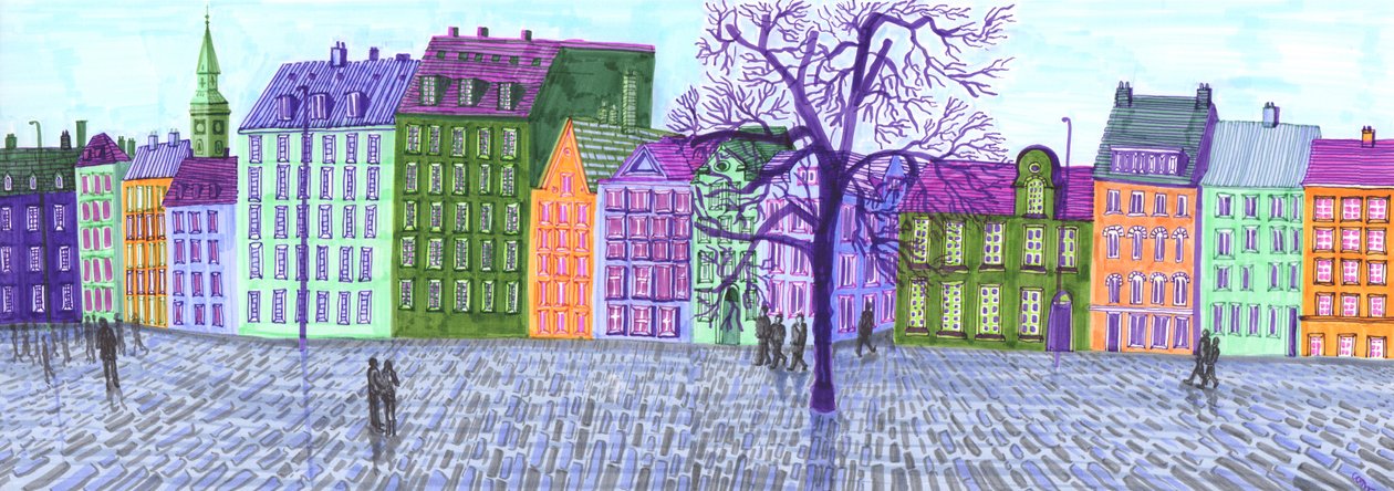 Copenhagen, 2017 (canetas de pincel) de Charlotte Orr