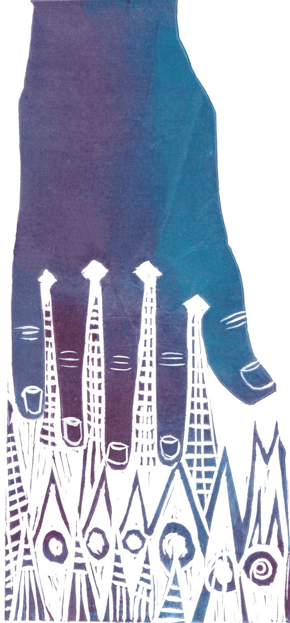 Mão, 2012 (linogravura) de Charlotte Orr
