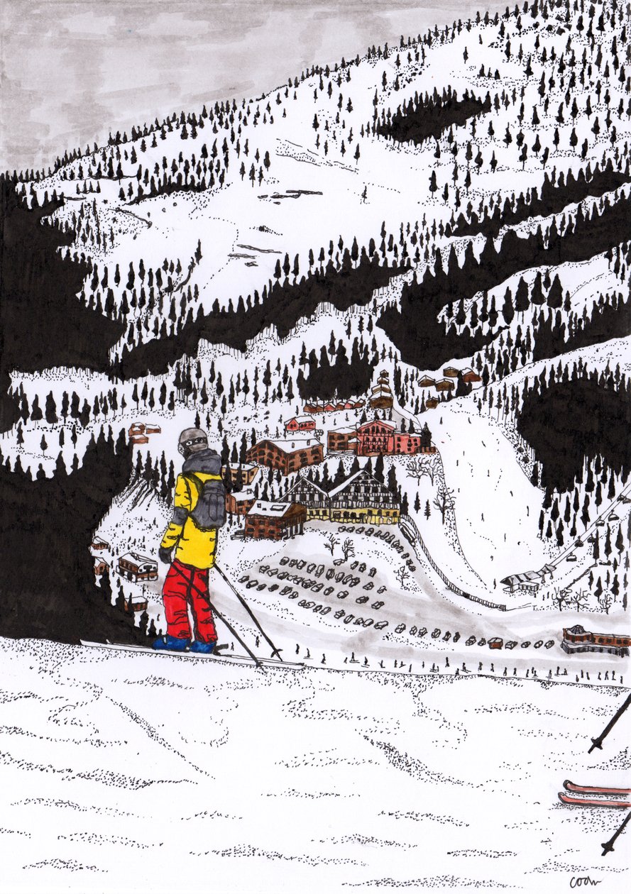Hochfügen, 2020 (delineador fino no papel) de Charlotte Orr