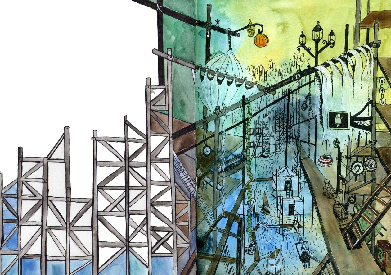 Cidades Invisíveis, 2011 (aguarela e tinta) de Charlotte Orr