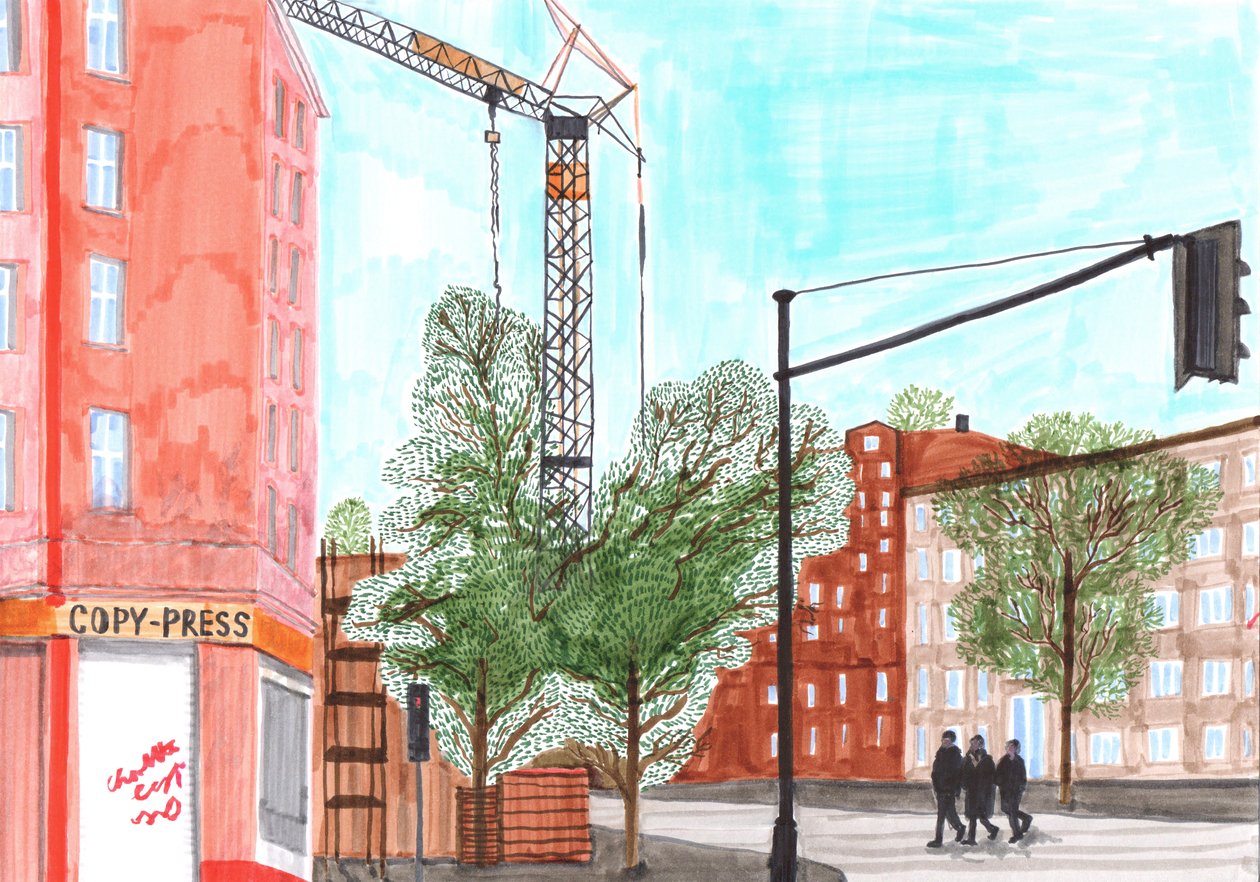 Koloniestraße, 2017 (canetas) de Charlotte Orr