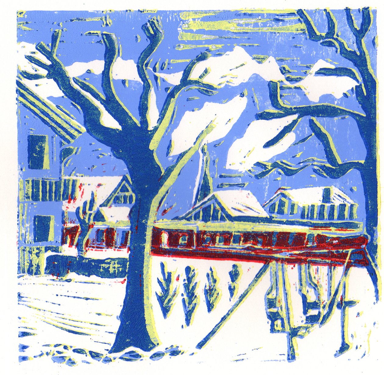 Árvores Mayrhofen, 2015 (linoprint) de Charlotte Orr
