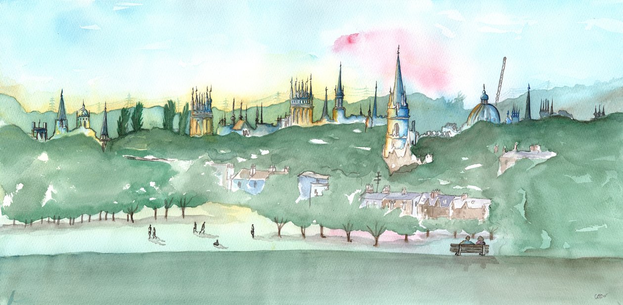 Oxford Spires, 2014 (aquarela) de Charlotte Orr