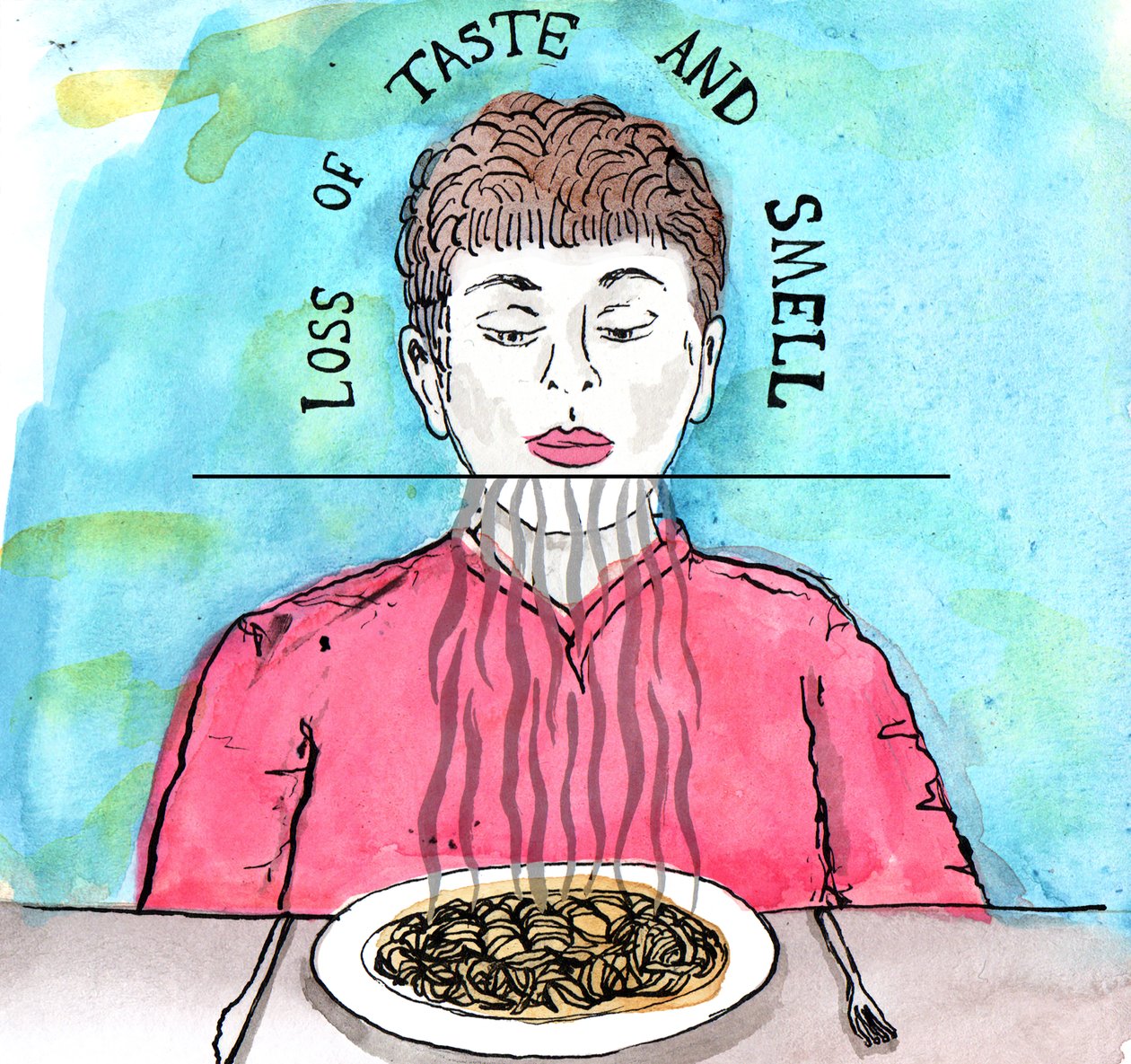 Ilustração de Parkinson, 2019 (tinta e aquarela) de Charlotte Orr