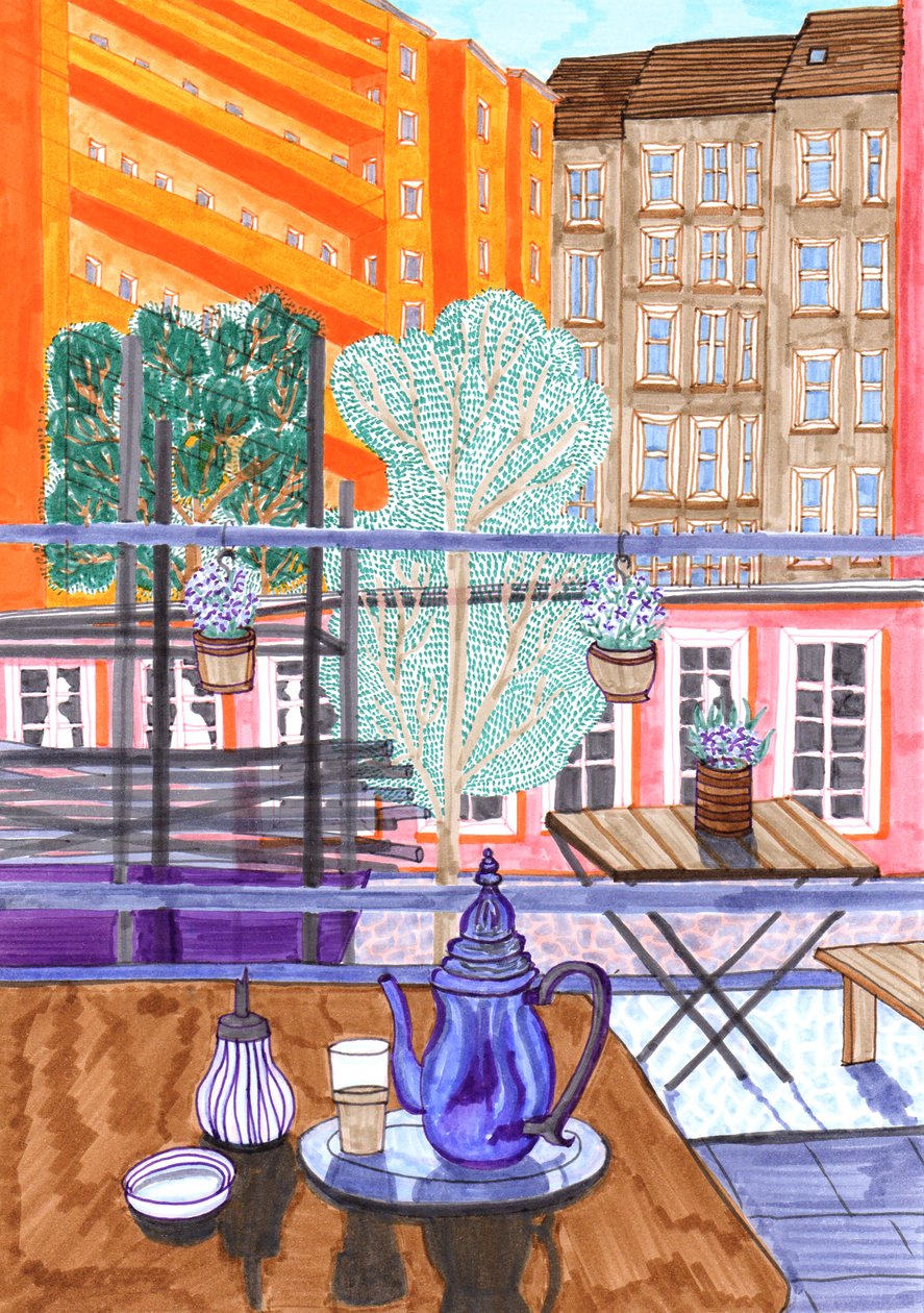 Prenzlauer Berg, 2017 (canetas de pincel) de Charlotte Orr