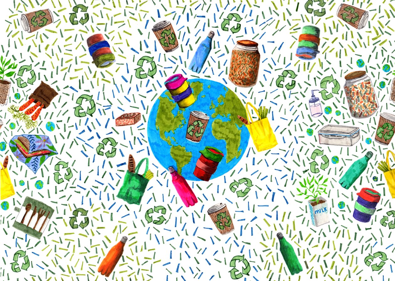 Design da lixeira, 2020 (canetas e digital) de Charlotte Orr