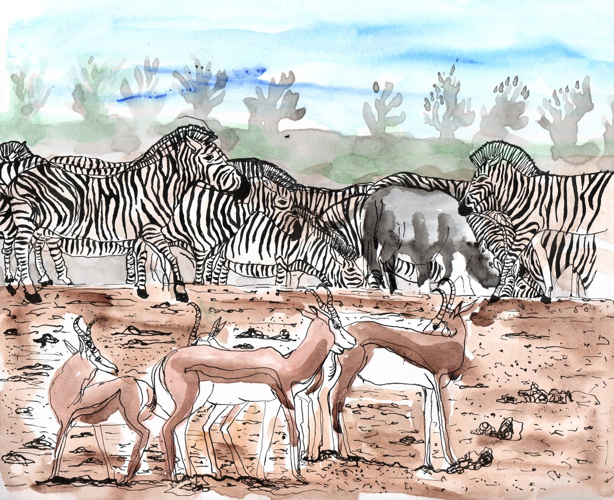 Safari 3, 2018 (tinta e aquarela) de Charlotte Orr