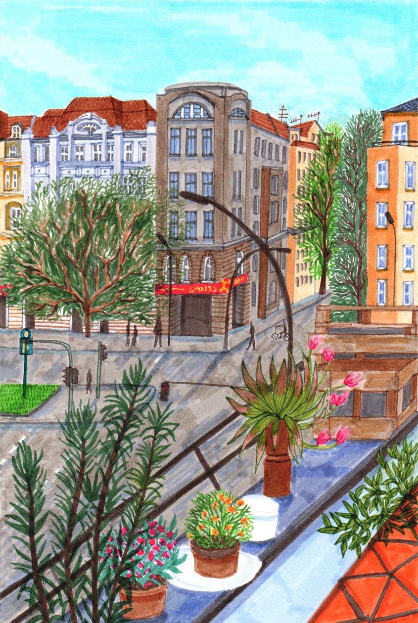 Sonnenallee, Berlim, 2017 (canetas) de Charlotte Orr