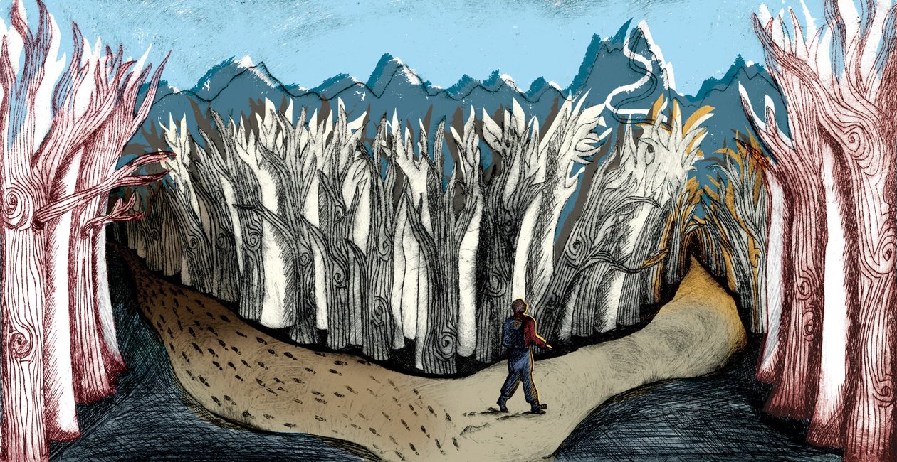 The Road Less Travelled, 2013 (gravura a ponto seco e digital) de Charlotte Orr