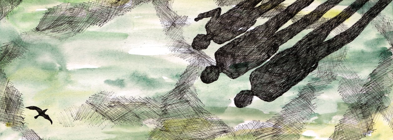 The Seagulls Tale, 2020 (caneta e aquarela) de Charlotte Orr