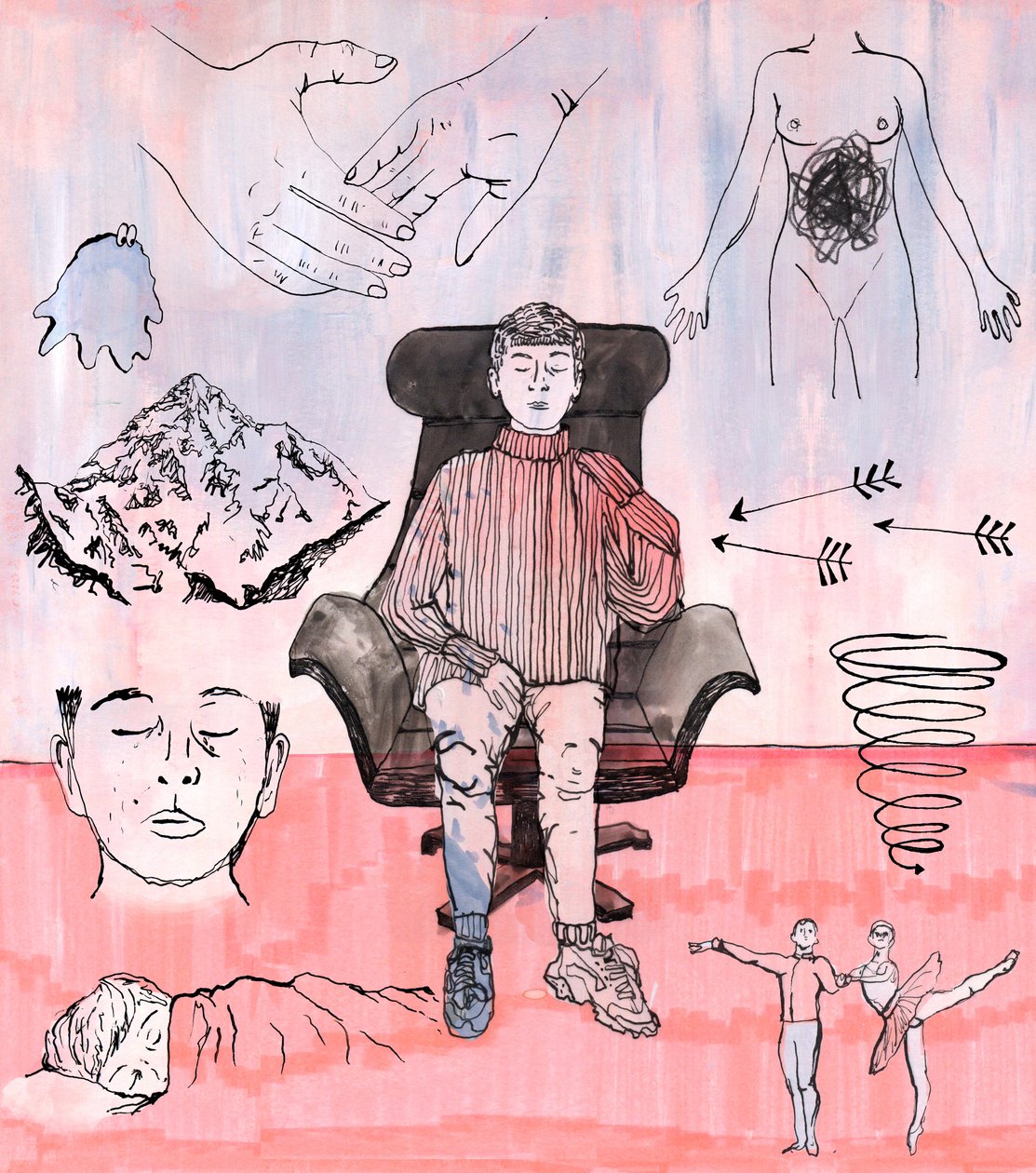 Ilustração Terapia, 2018 (tinta e acrílico) de Charlotte Orr