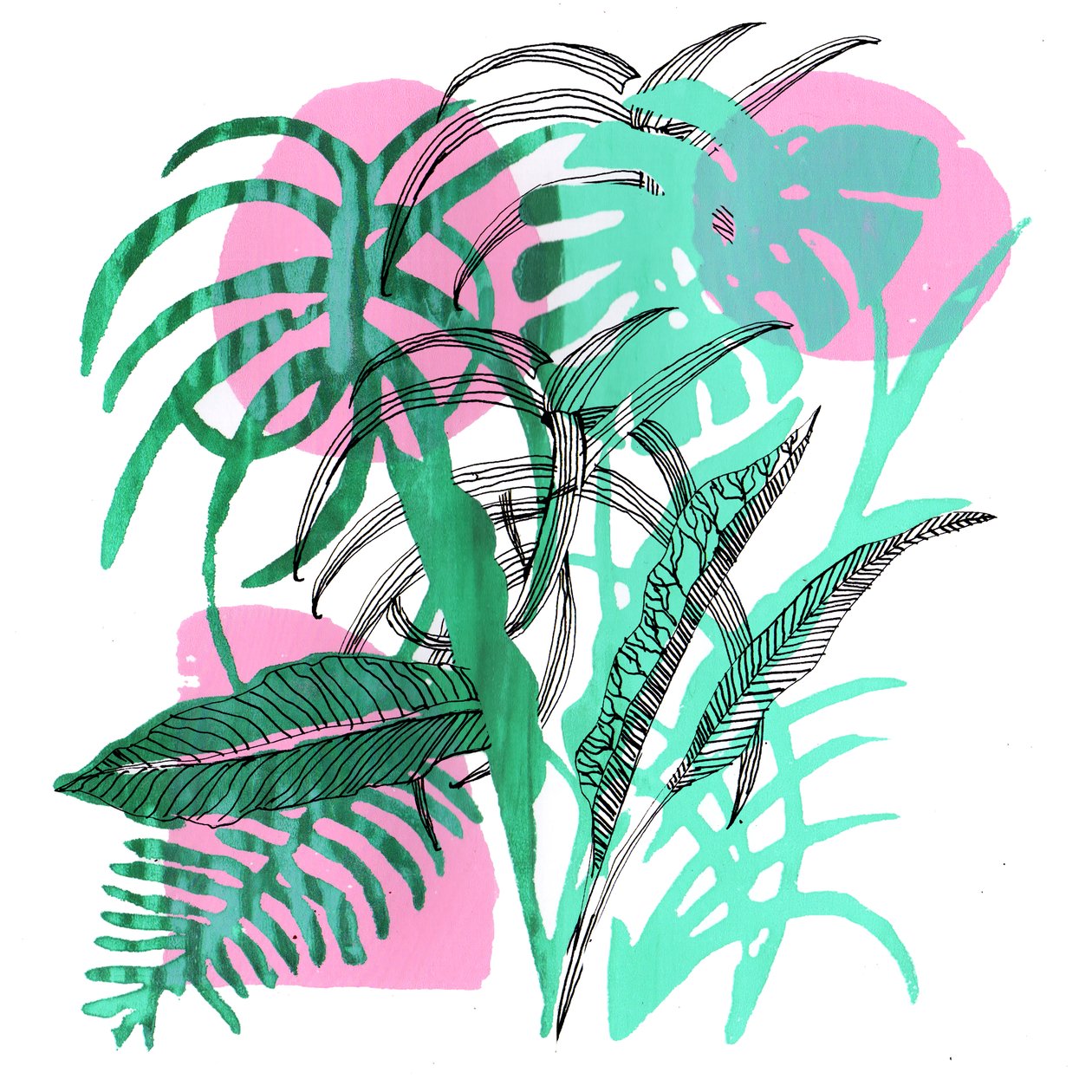 Plantas Tropicais, 2018 (serigrafia) de Charlotte Orr