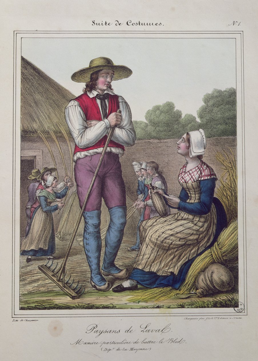 Debulhar Milho na Região de Laval, c.1845 de Charpentier