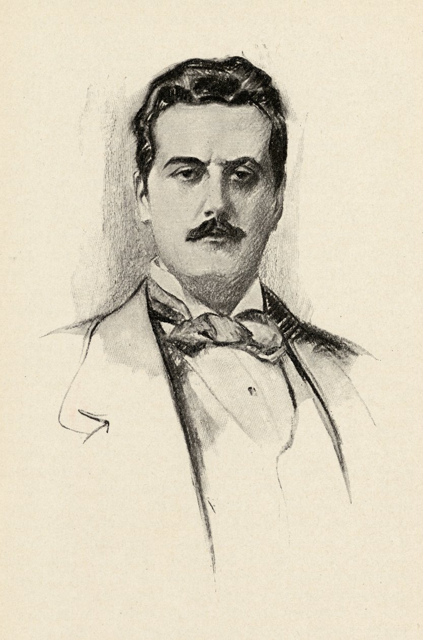 Ilustração de Giacomo Puccini (1858-1924) de &39;The Lure of Music&39; de Olin Downes, 1922 de Chase Emerson