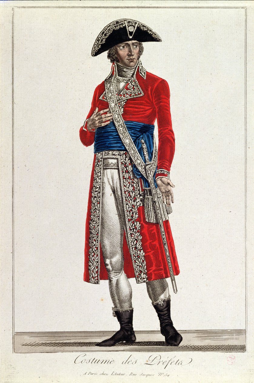 Traje de um prefeito durante o período do Consulado (1799-1804) da Primeira República, c.1800 (ver também 168825) de Chataignier
