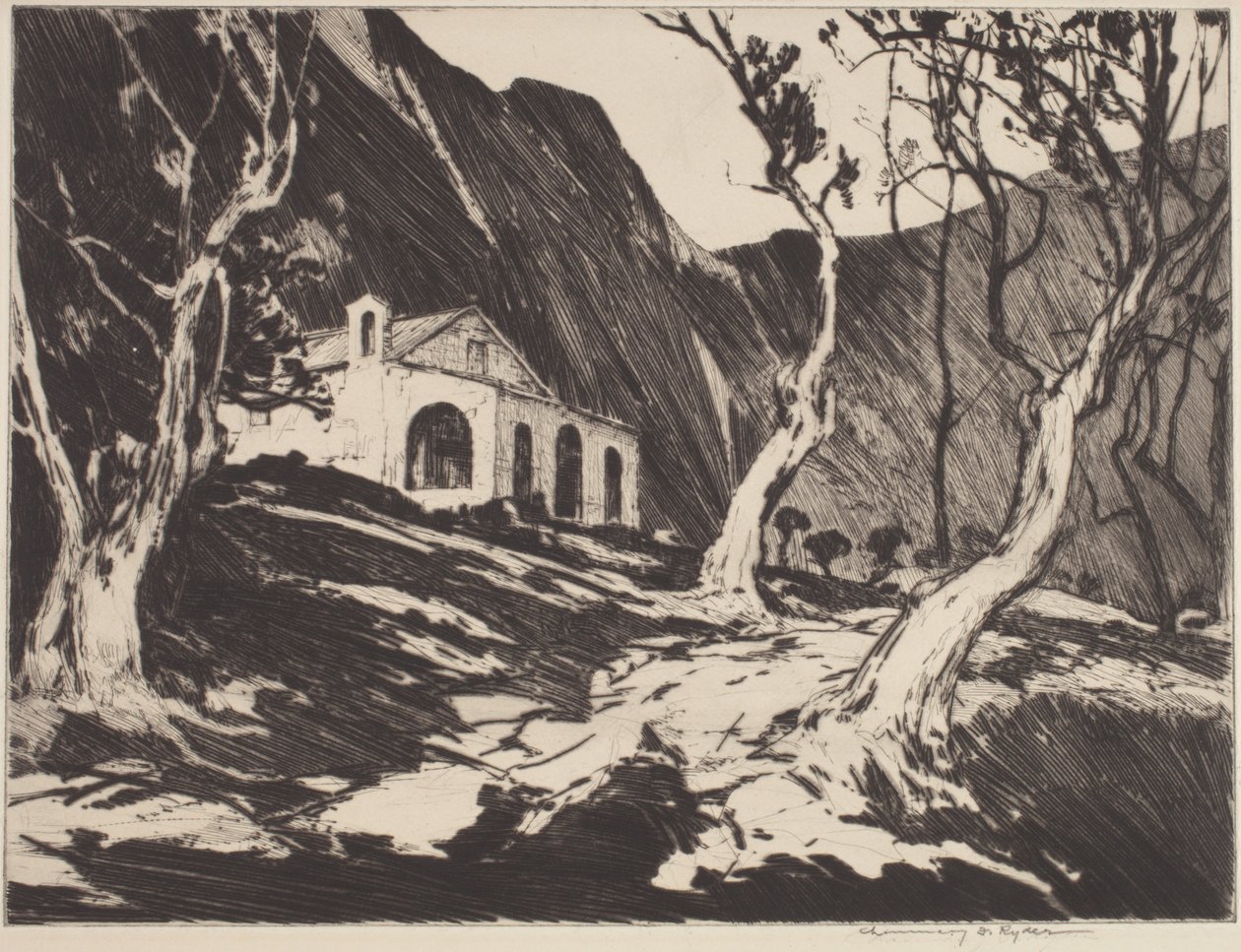 Capela velha em Gorbio (ponto seco) de Chauncey Foster Ryder