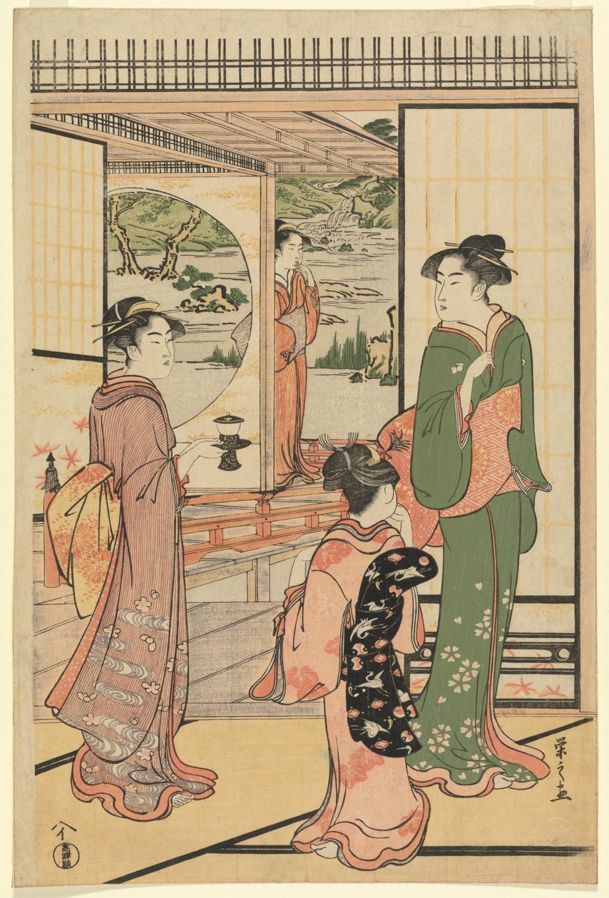 Mulheres bonitas num Yashiki (CBL J 2494) de Chobunsai Eishi