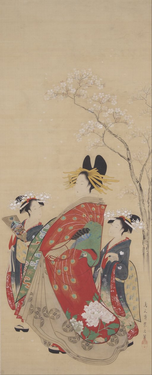 Beleza sob as flores de cerejeira de Chobunsai Eishi