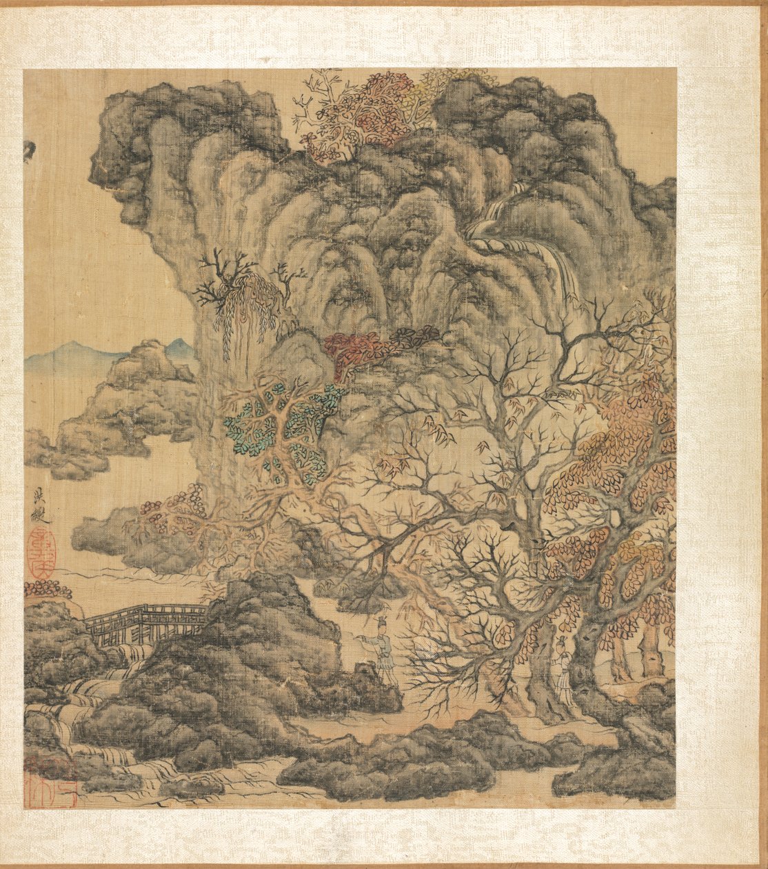 Pinturas de antigos mestres: viajantes em uma paisagem de outono de Chen Hongshou