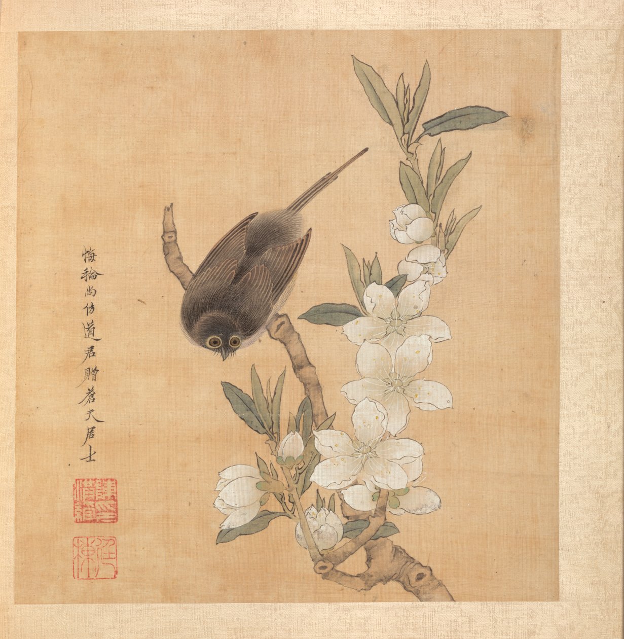 Pinturas segundo mestres antigos: um ramo de pássaro e flor de pessegueiro, 1598-1652. de Chen Hongshou
