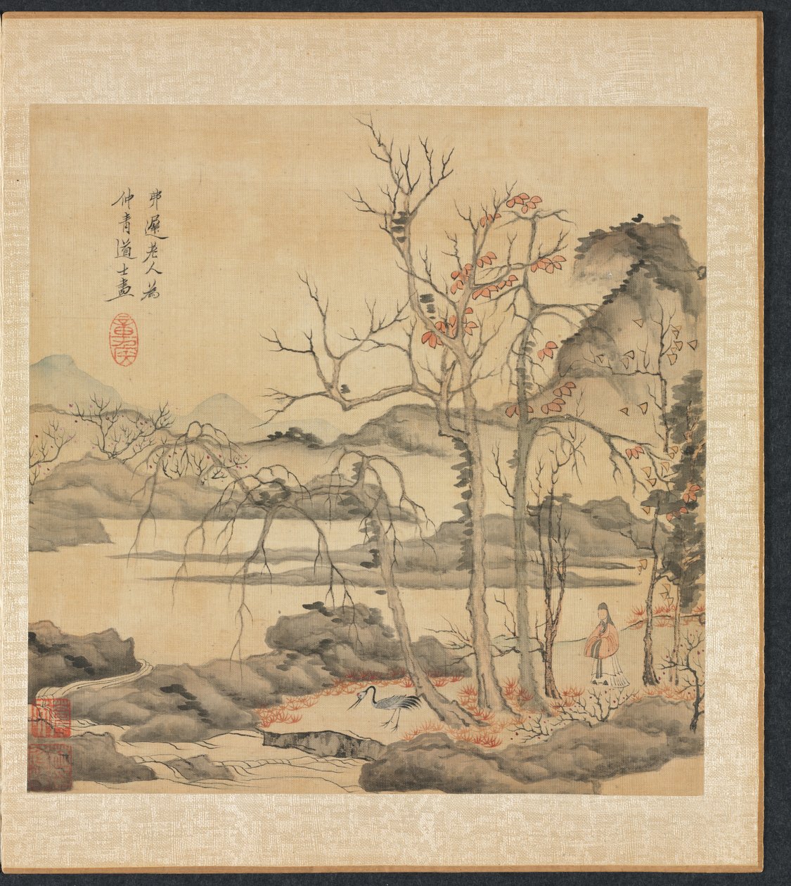 Pinturas após mestres antigos: Daoist e Crane na paisagem de outono, 1598-1652. de Chen Hongshou