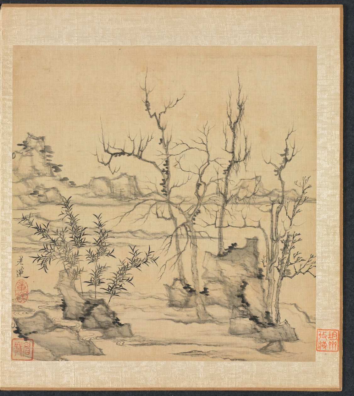 Pinturas após os antigos mestres: paisagem no estilo de Ni Zan de Chen Hongshou