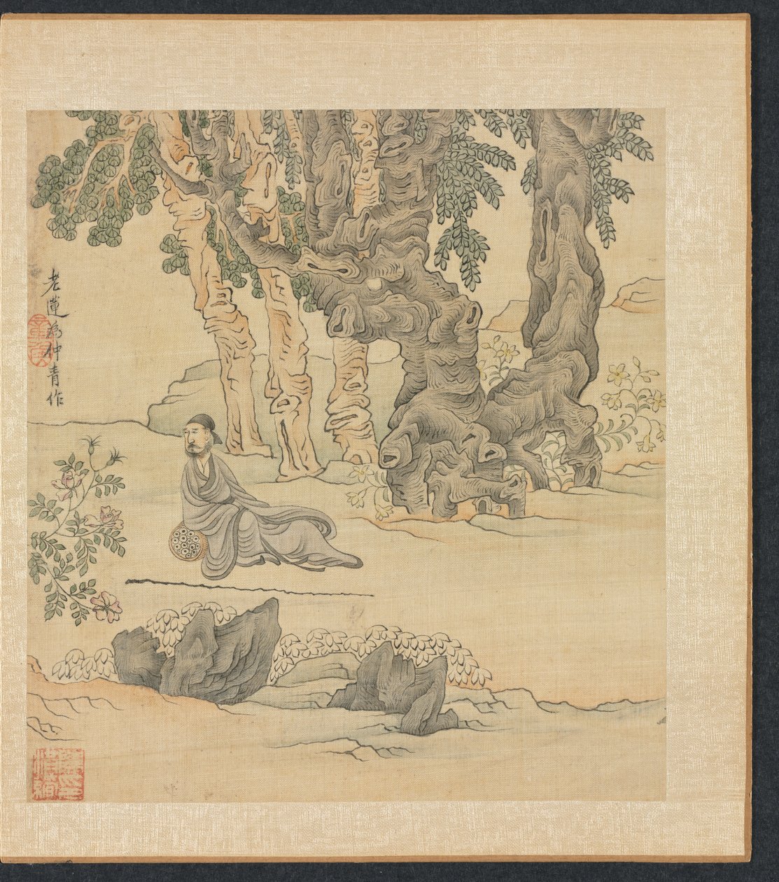Pinturas após os antigos mestres: retrato de Zhongqing em uma paisagem de Chen Hongshou