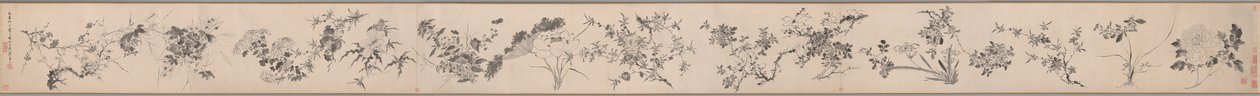 Flores das Quatro Estações 四季花卉圖 de Chen Jiayan