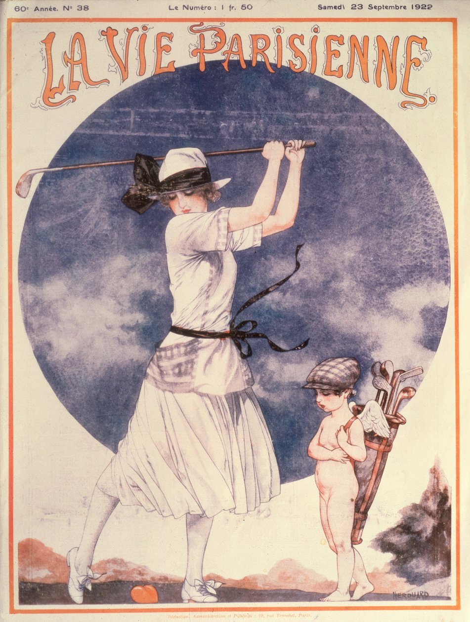 Capa de La Vie Parisienne, Mulher a jogar golfe de Cheri Herouard