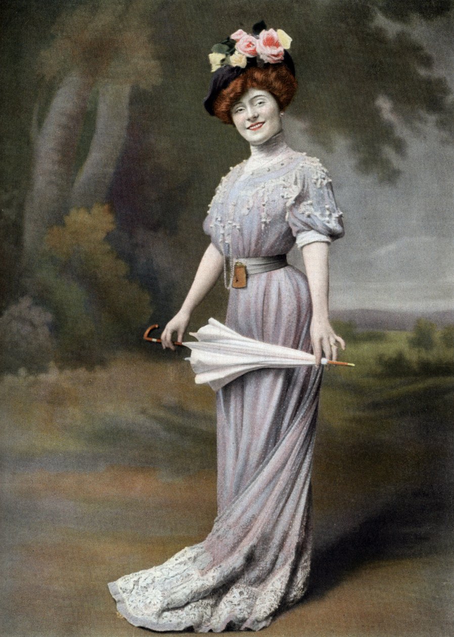A comediante francesa Amelie Dieterle como Blanche na peça "La ponette", Paris, foto de Cheri Rousseau do jornal "Le Theatre", 1 de agosto de Cheri Rousseau