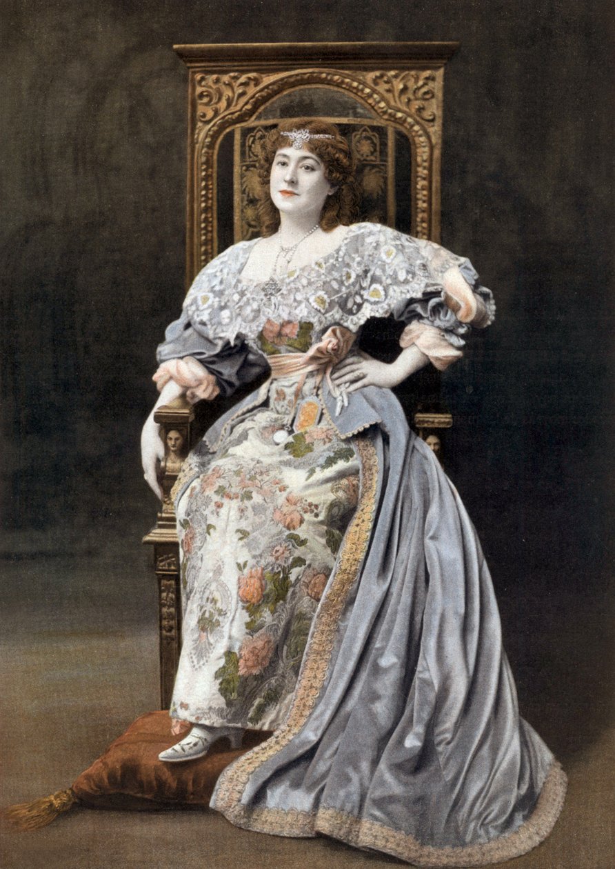 A comediante francesa Julia Bartet (1854-1941) como Marion de Lorme na peça "Marion de Lorme" na Comedie Francaise, Paris, foto de Cheri Rousseau do jornal francês "Le Theatre", 1 de julho de Cheri Rousseau