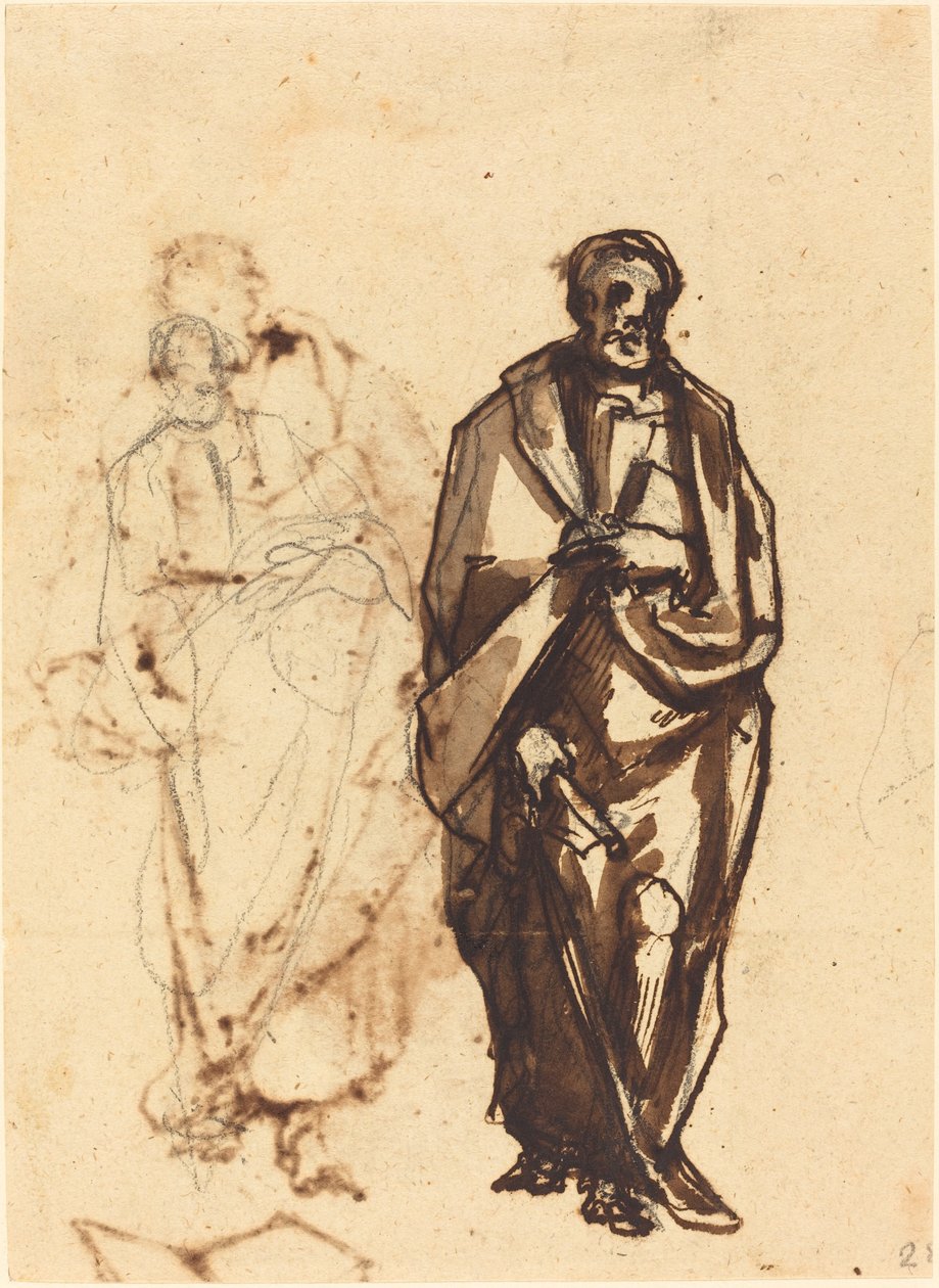 Figura drapeada com um cajado de Cherubino Alberti