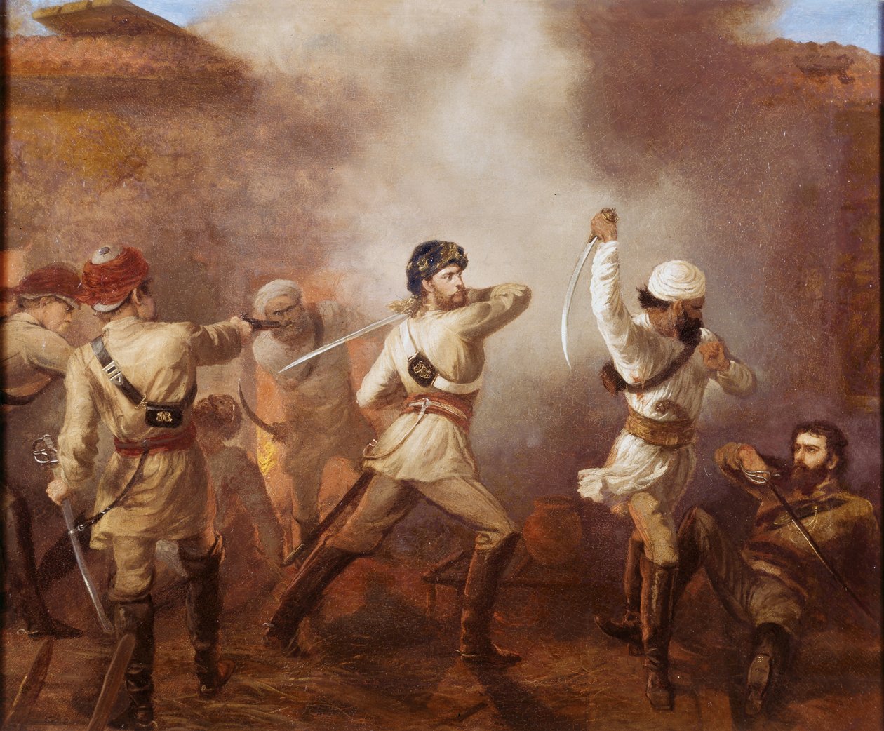 Capitão Charles John Stanley Gough (1832-1912) durante o motim indiano em Khurkowhah em 15 de agosto de 1857, c.1860 de Chevalier Louis William Desanges
